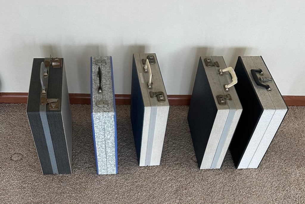Vintage Platenkoffers met harmonica voor opbergen lp’s, Verzamelen, Retro, Ophalen of Verzenden, Overige typen