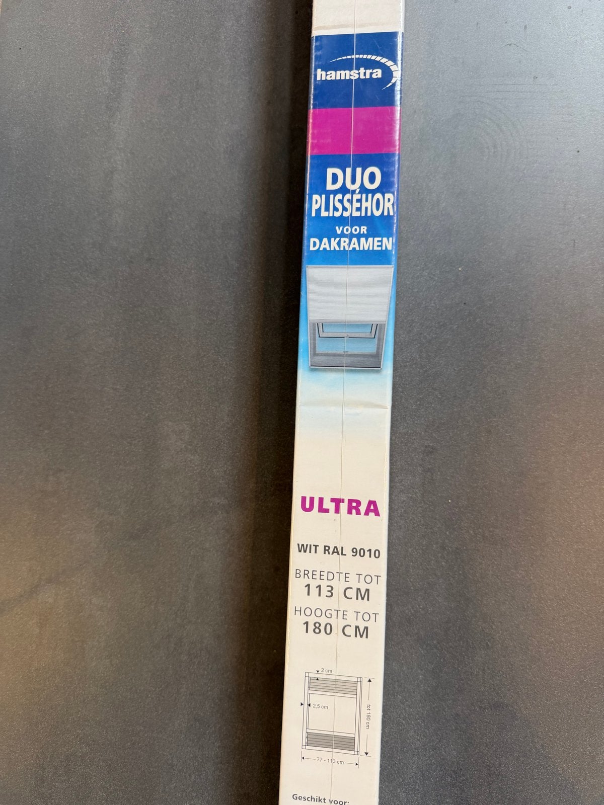Hamstra Duo Plisséhor voor Dakramen - Wit RAL 9010 b113 h180, Ophalen, 80 tot 120 cm, Nieuw, 160 cm of meer
