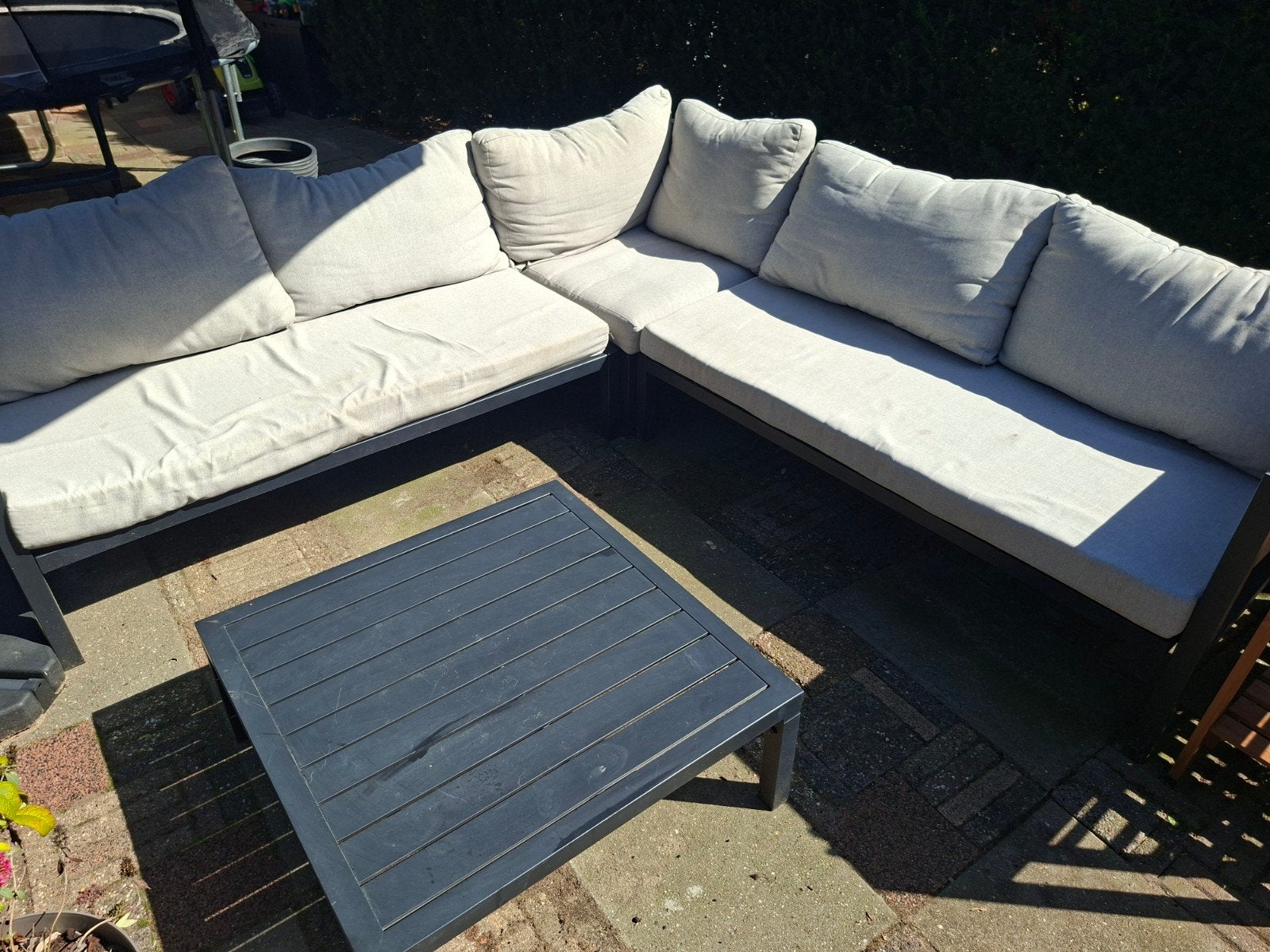 Aluminium loungeset + tafeltje antraciet kleur, Tuin en Terras, Ophalen, Gebruikt, 6 zitplaatsen, Bank
