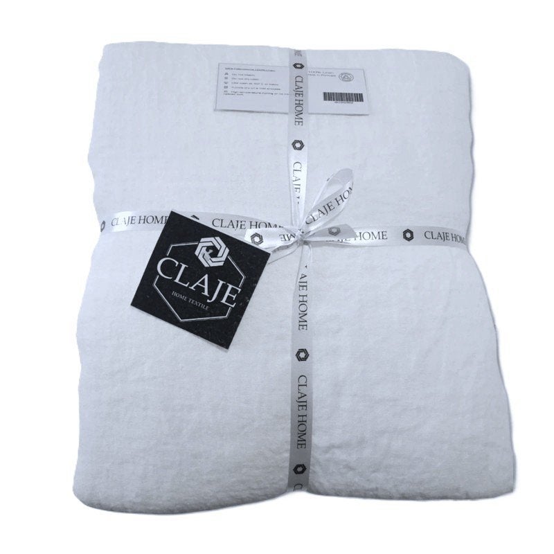 100% linnen dekbedovertrek 240x220 met slopen Bright White, Wit, Dekbedovertrek, Ophalen of Verzenden, Nieuw