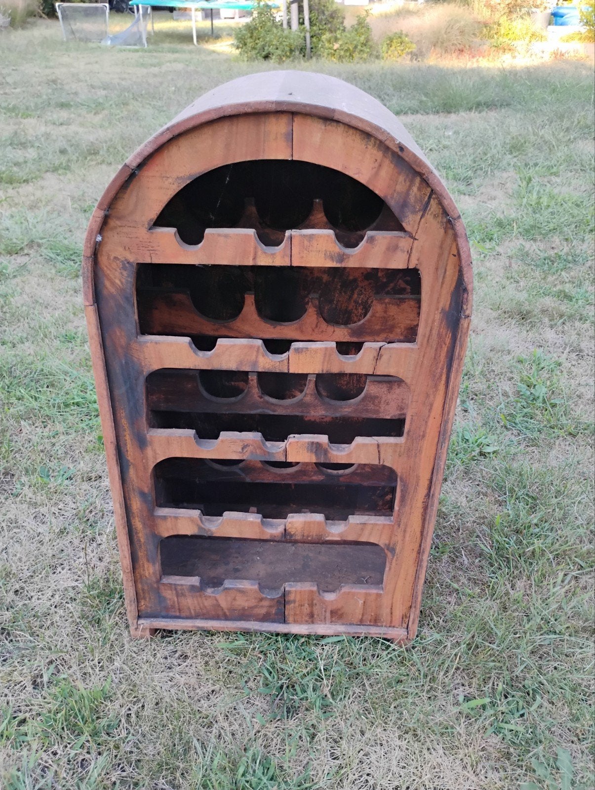 Uniek art nouveau houten wijnrek in tonvorm - Handgemaakt, Ophalen, Hout