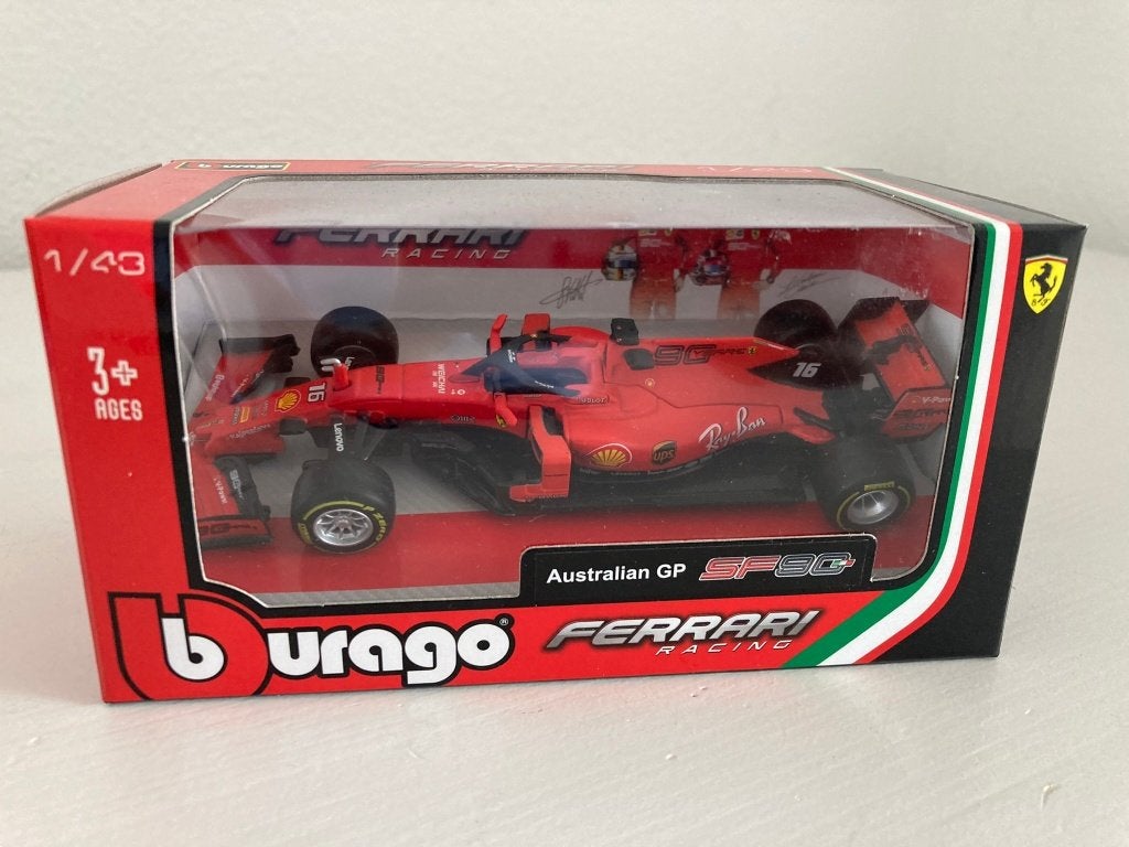 Burago Ferrari Racing Australian GP SF90 143 nr 16, Ophalen of Verzenden, Zo goed als nieuw, Auto, Overige merken