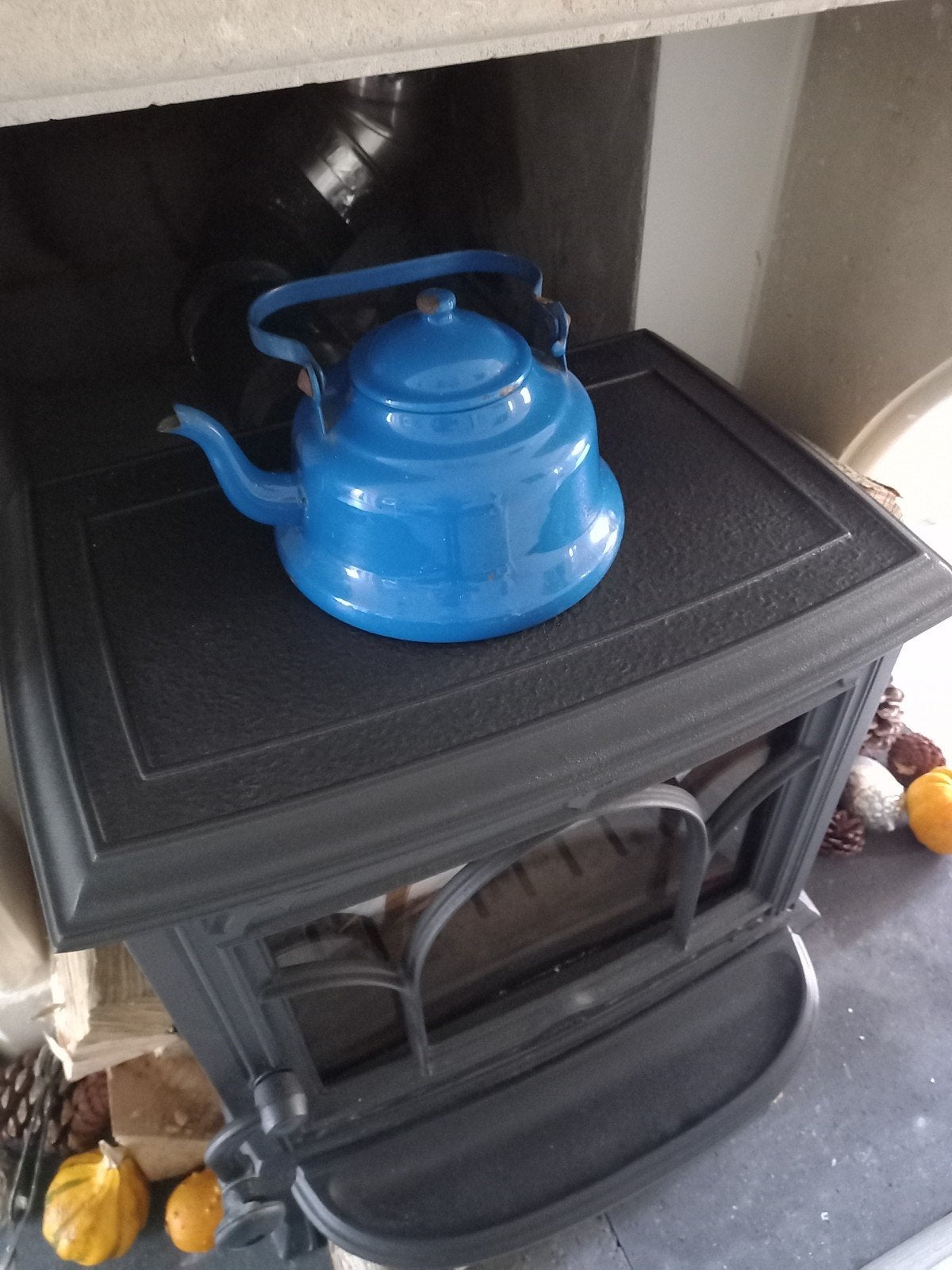 Emaille waterketel / theepot - Petrol blauw, Ophalen of Verzenden