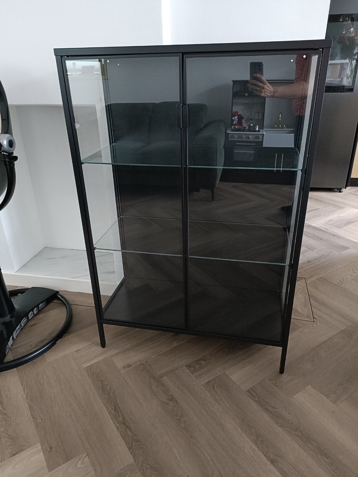IKEA RUDSTA Vitrinekast Antraciet 80x37x120 cm, Huis en Inrichting, Ophalen, Met deur(en), 100 tot 150 cm, 50 tot 100 cm