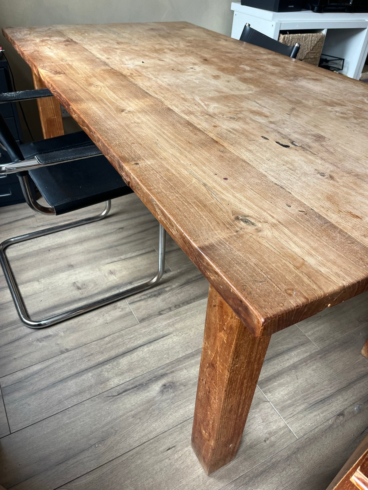 Robuuste houten eettafel, Ophalen, Gebruikt, 50 tot 100 cm, 150 tot 200 cm