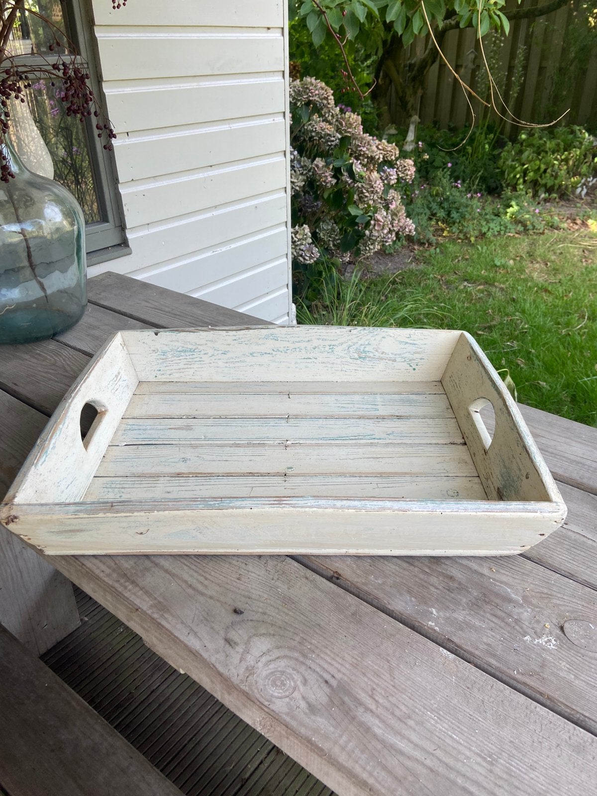 Brocante* oude mangelbak, Ophalen, Gebruikt, Met opstaande rand, Overige typen