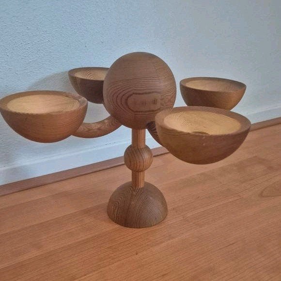 Vintage Deense Houten kandelaar, Ophalen, Overige materialen