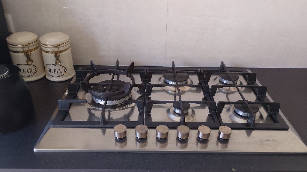 Baumatic inbouw kookplaat 5 pits met wokbrander, Gebruikt, Ophalen of Verzenden, Inbouw, Gas