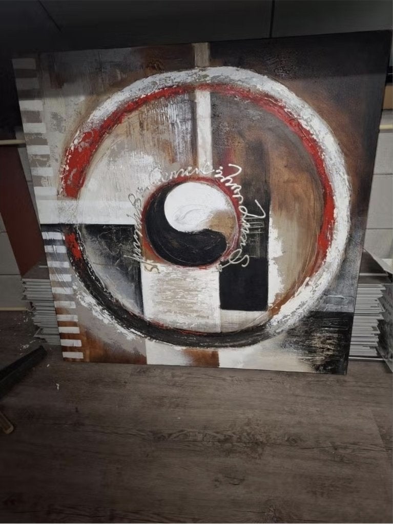 Abstract Schilderij maat 100x100 cm., Ophalen, Zo goed als nieuw, 75 tot 100 cm, Schilderij