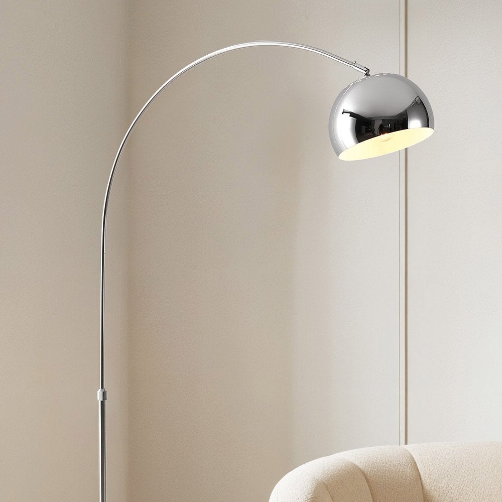 Moderne booglamp met chromen afwerking, Ophalen, E27 (groot), Zo goed als nieuw, Metaal