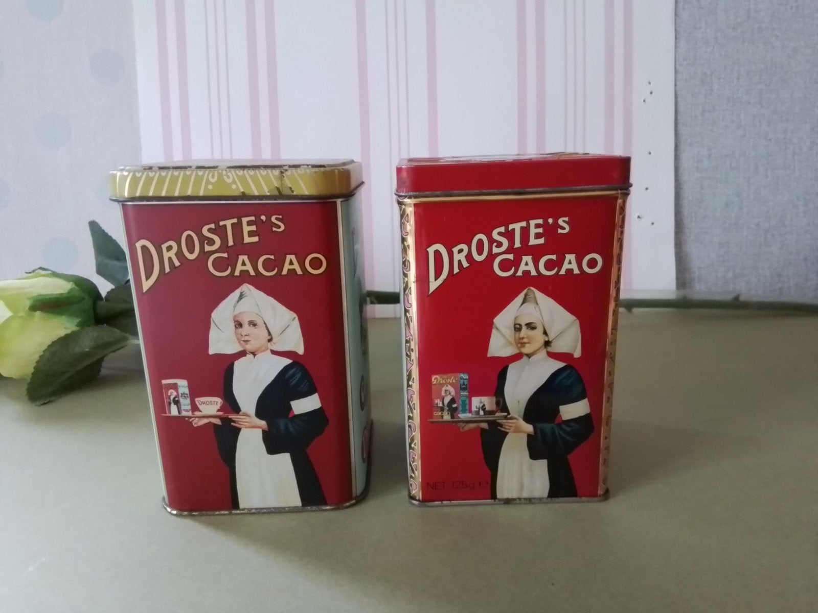 2 Vintage Droste Cacao Bussen - Zuster en Pastilles, Antiek en Kunst, Ophalen of Verzenden