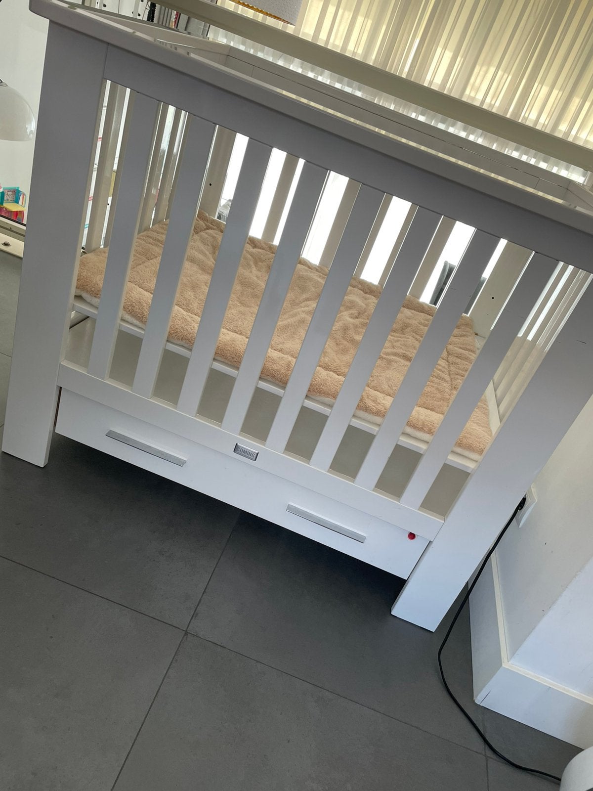 Baby bx met laadje, Coming, wit lak, Kinderen en Baby's, Boxen, Ophalen, Gebruikt, Boxkleed