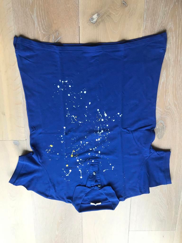 Iceberg Polo Shirt Maat L - Blauw met verfspatten, Ophalen of Verzenden, Zo goed als nieuw