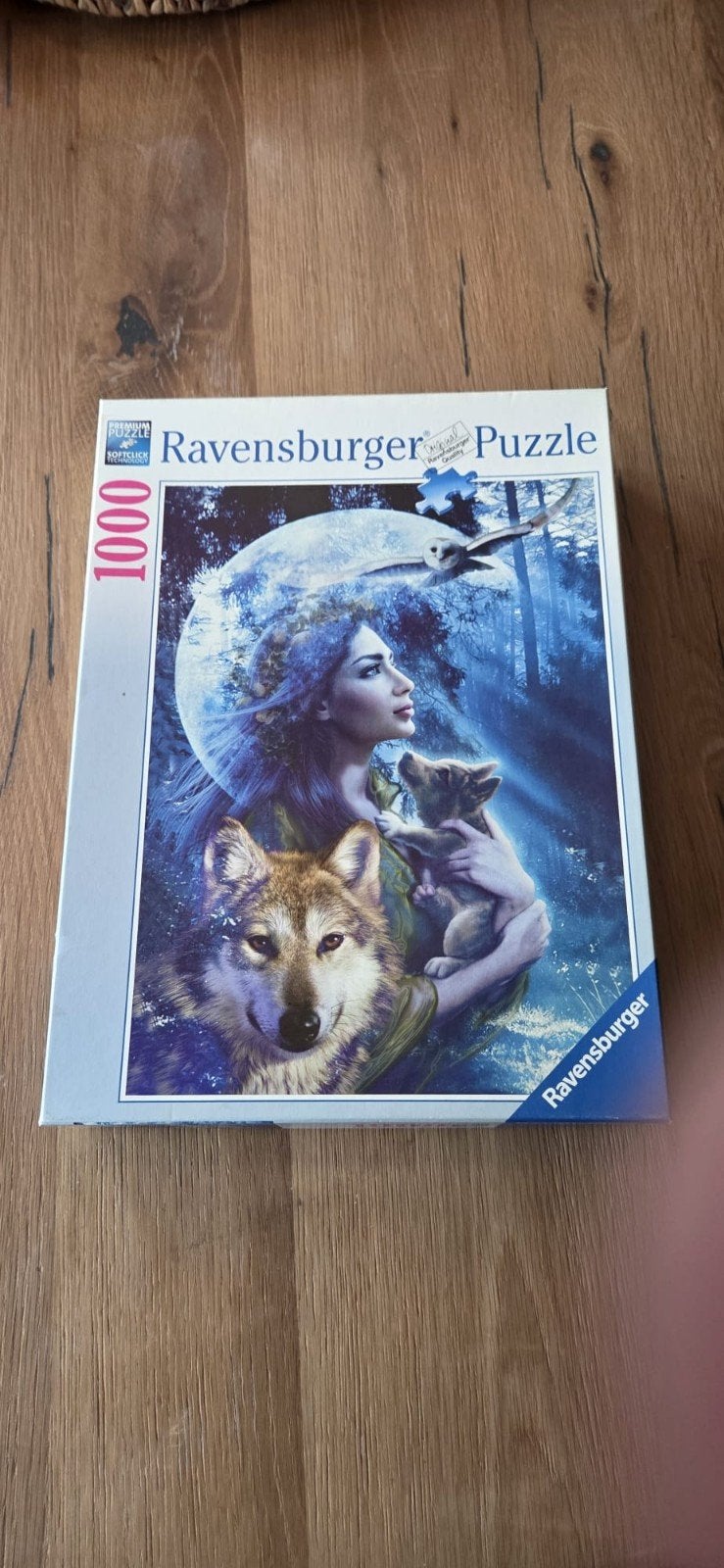 Puzzel 1000 stukjes vrouw met Wolf, Ophalen of Verzenden, 500 t/m 1500 stukjes, Zo goed als nieuw
