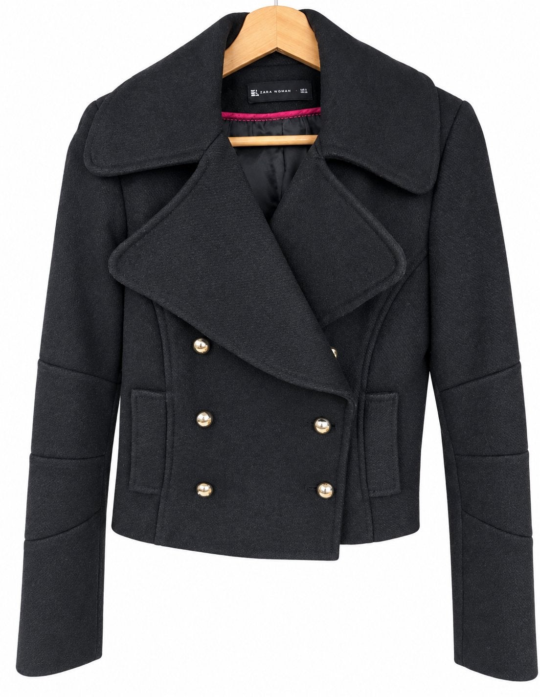 Mooie zwarte jas met gouden knopen van Zara maat M, Verzenden, Zo goed als nieuw, Zwart