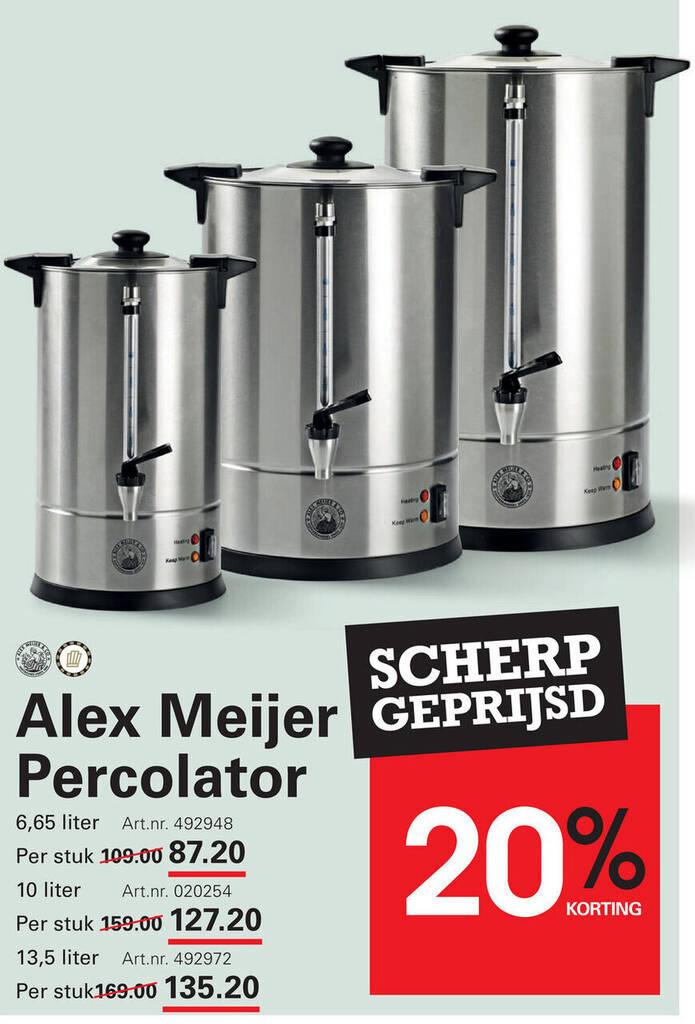 Alexmeijer & Co Koffiepercolator 13,5 liter, Ophalen, Gebruikt, 10 kopjes of meer, Koffiemachine