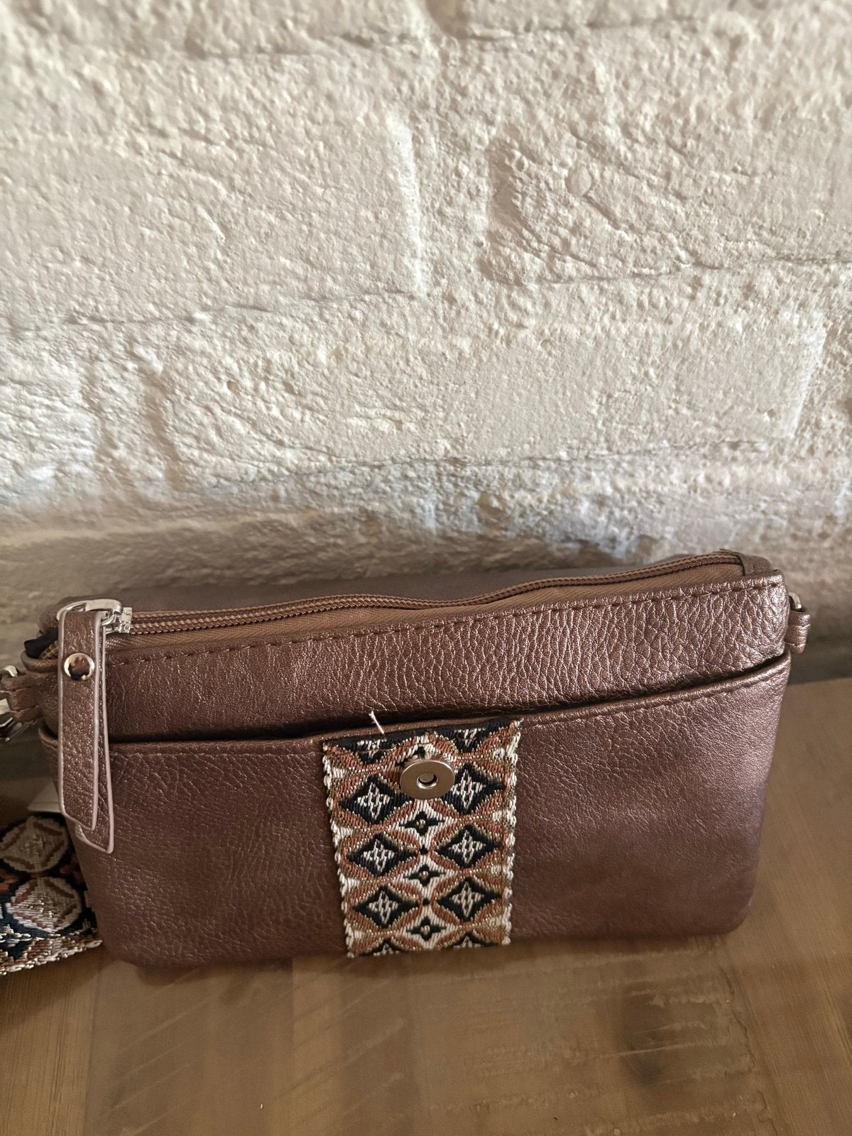 Bronzen schoudertasje met afneembare band, Sieraden, Tassen en Uiterlijk, Tassen | Damestassen, Ophalen of Verzenden, Nieuw, Bruin