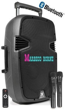 Mobiele Geluidsinstallatie, Karaoke, USB, Accu, 2xUHF micro, Vonyx, Nieuw, Info@marbeco.nl, Complete set