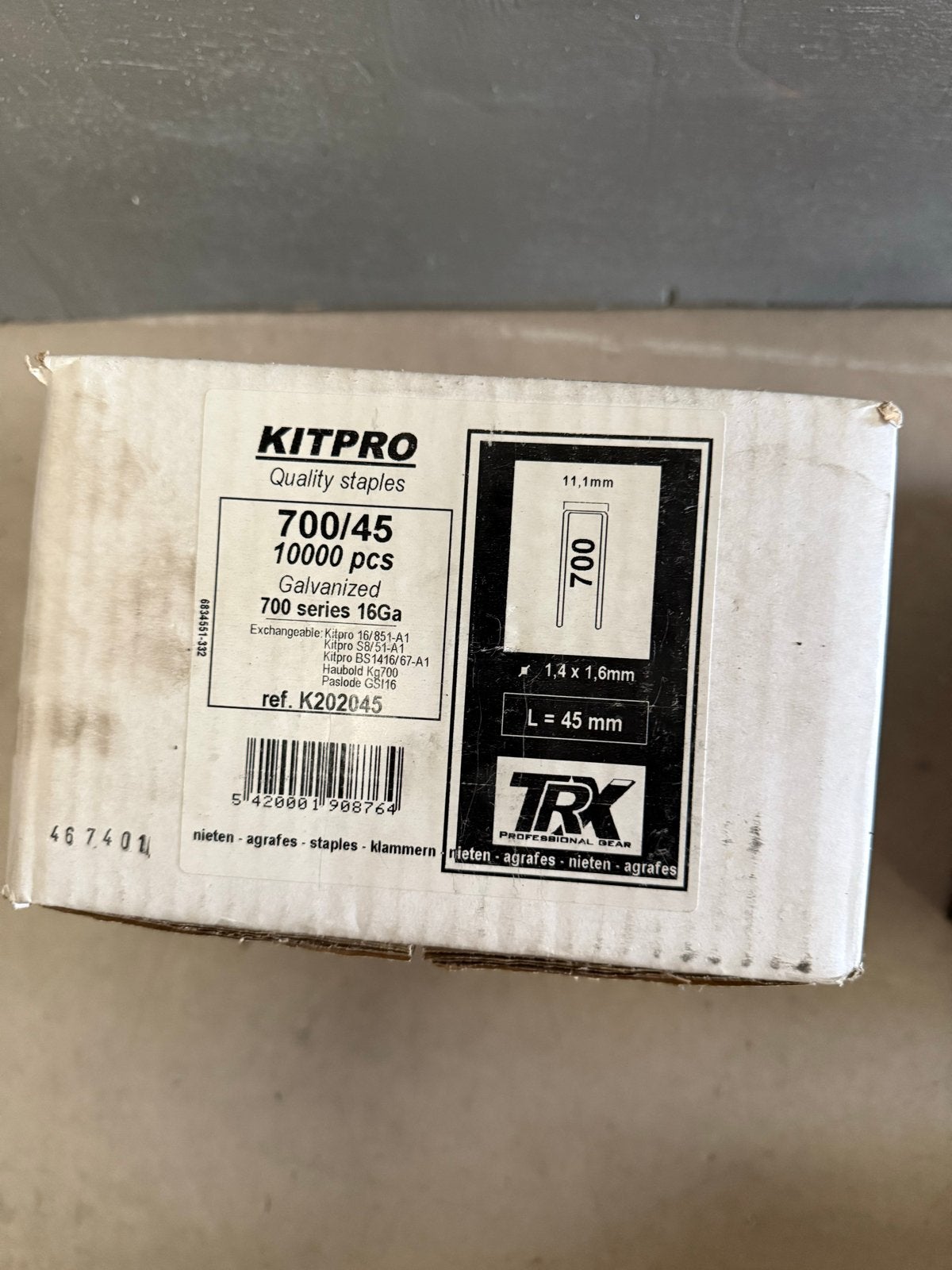 Kitpro 700/45 Gegalvaniseerde Nietjes 10000 stuks, Ophalen of Verzenden, Nieuw, Minder dan 50 mm, Overige typen