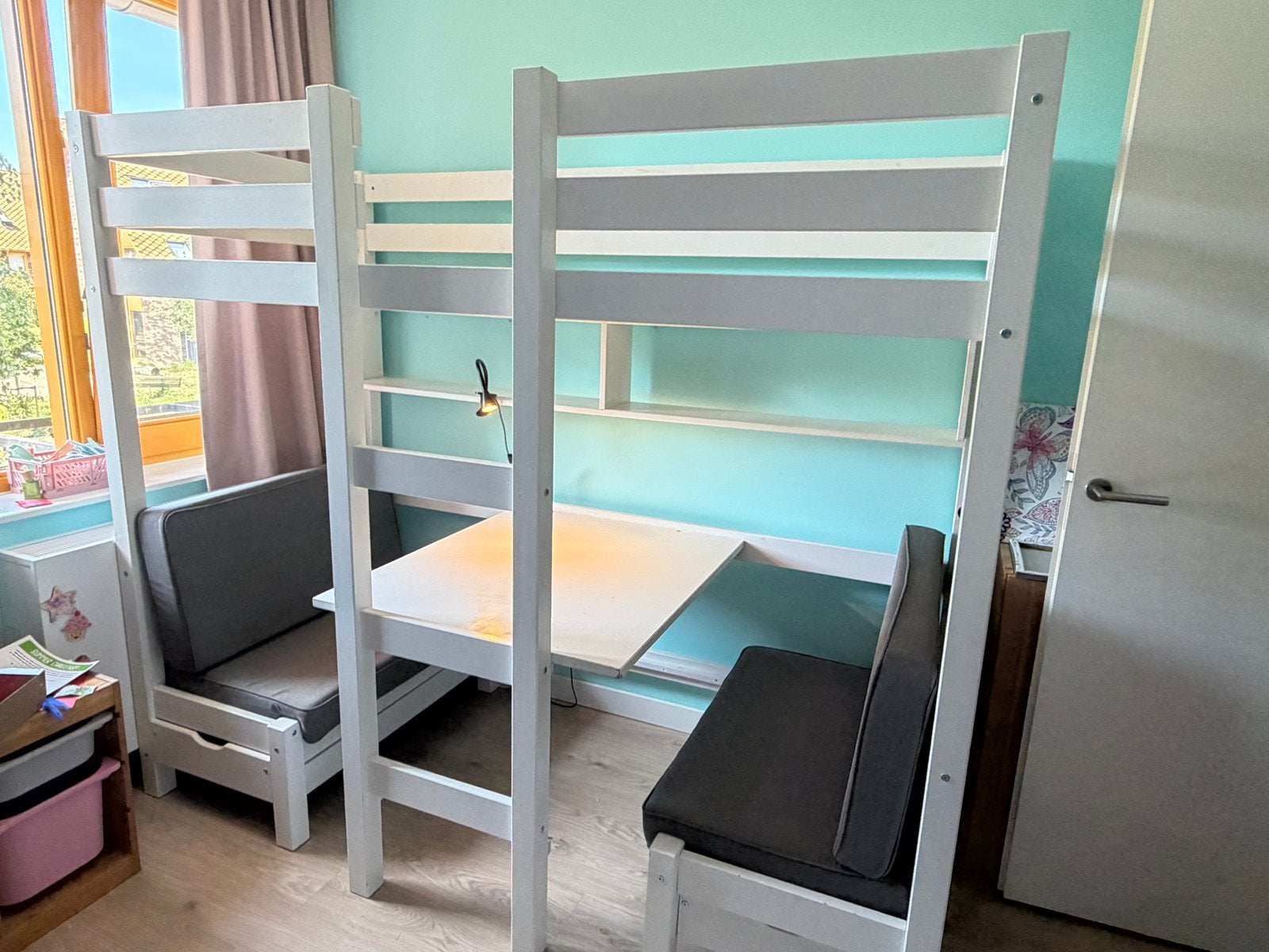 Hoogslaper, met zitje en tafel, om te bouwen tot extra bed, Ophalen, Gebruikt