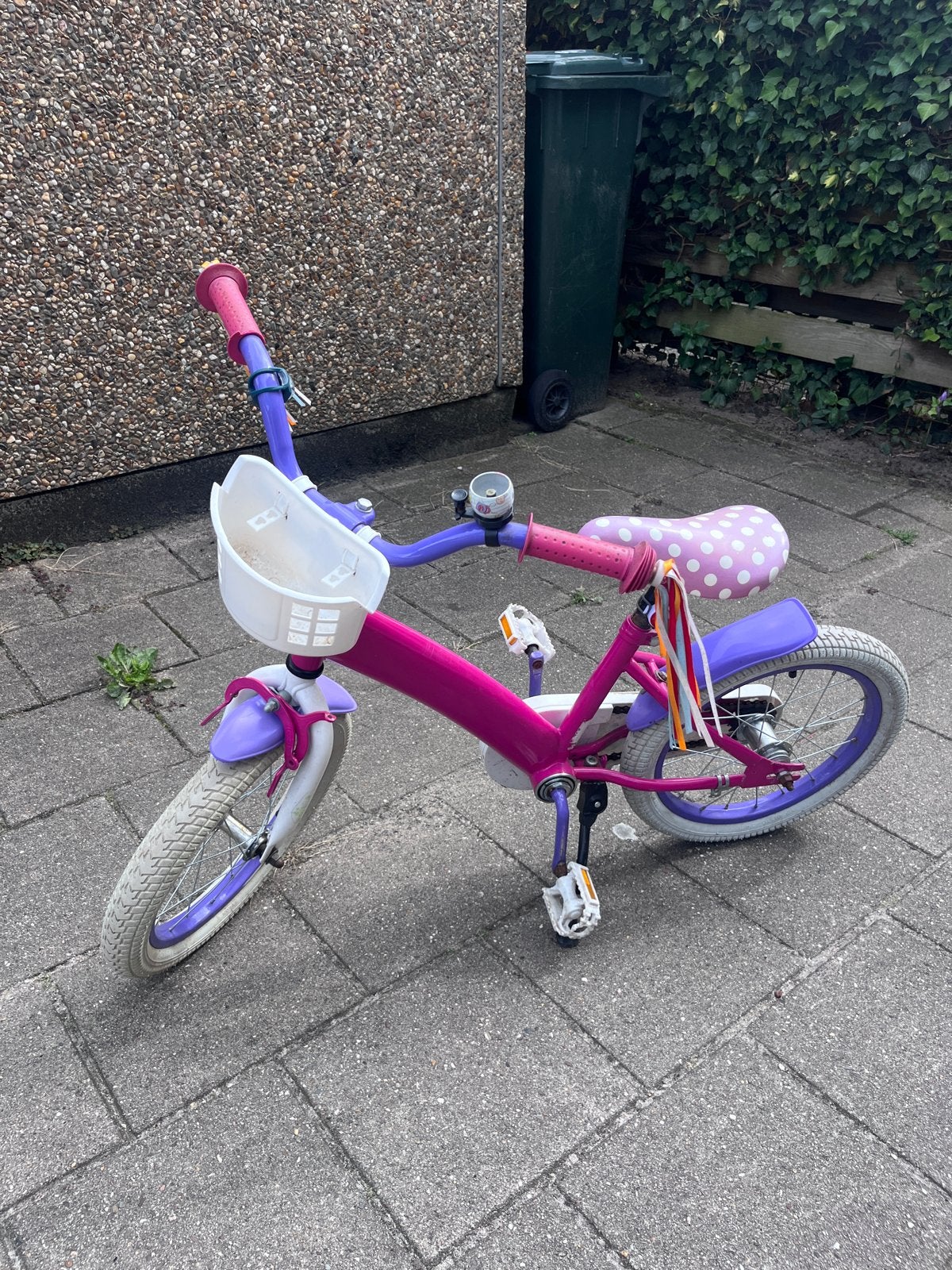 Kinderfiets 16 inch - Roze/Paars, Ophalen, Gebruikt, Terugtraprem, 16 tot 20 inch
