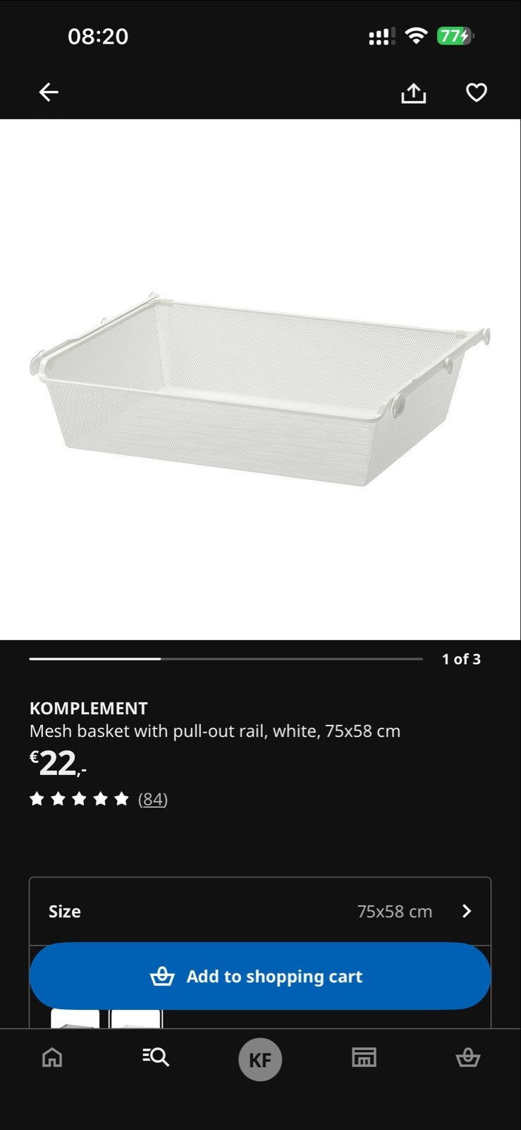 IKEA KOMPLEMENT ladel, Wit, 75x58 cm, Ophalen, Zo goed als nieuw