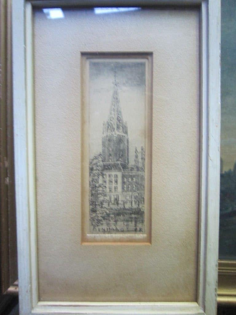 Eugene Rensburg, Mini ets Grotekerk St.Jacobskerk den Haag, Ophalen, Ets