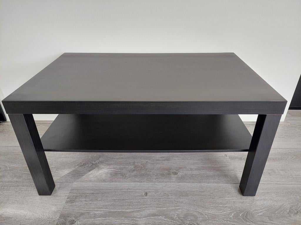 Lack (Ikea) bijzettafel met twee bladen - zwart/bruin, 55 tot 75 cm, Zo goed als nieuw, Rechthoekig, Ophalen