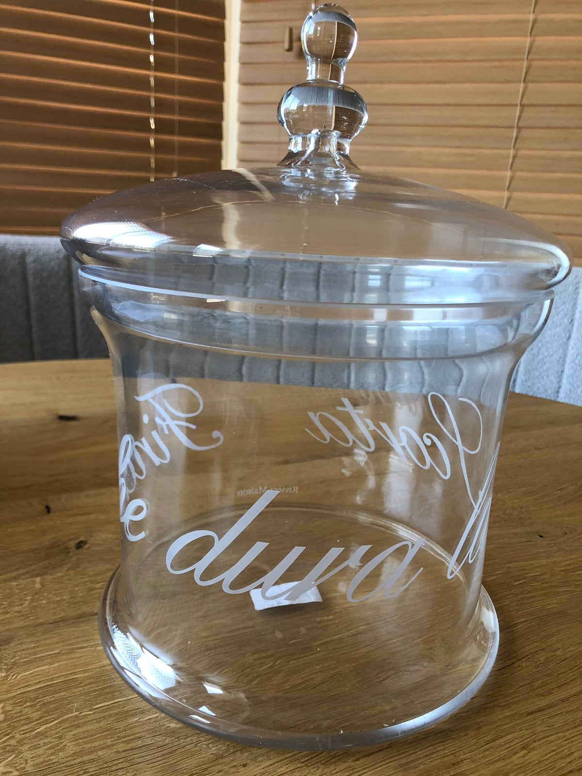 Riviera Maison  voorraadpot Finche dura la scorta Nieuw!, Huis en Inrichting, Woonaccessoires | Stolpen, Ophalen of Verzenden