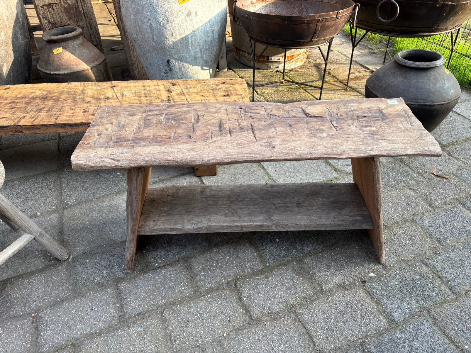Stoer krukje / bankje van Azobe hout, Ophalen, Zo goed als nieuw, Nvt, Nvt
