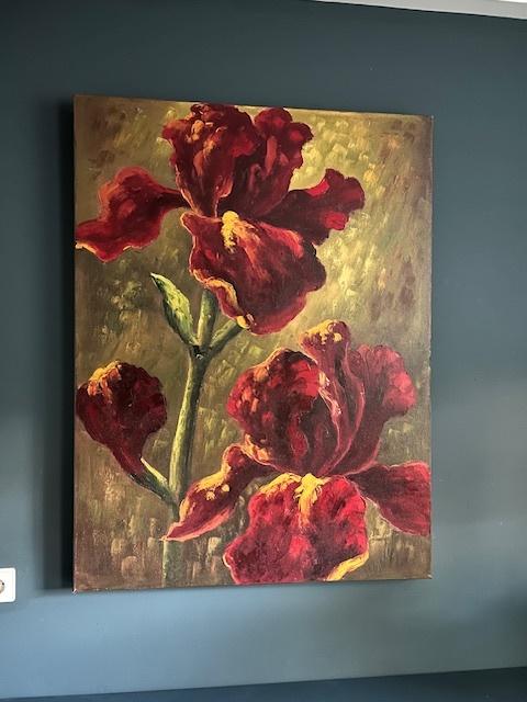 olieverf schilderij- bloemen, Antiek en Kunst, Kunst | Schilderijen | Abstract, Ophalen