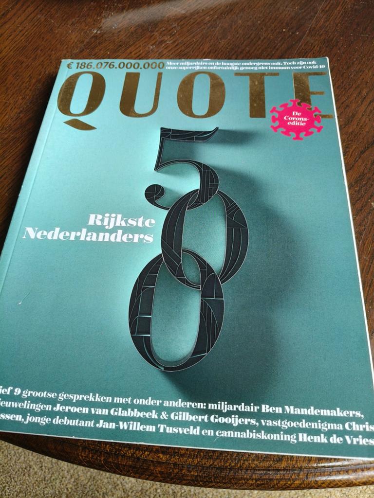 Quote 500 - Rijkste Nederlanders (Corona-editie), Ophalen of Verzenden, Gelezen, Glossy