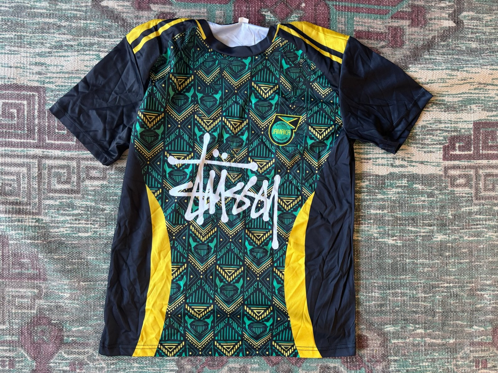 Stussy Jamaica Voetbalshirt, Verzenden, Nieuw, Maat 52/54 (L), Zwart
