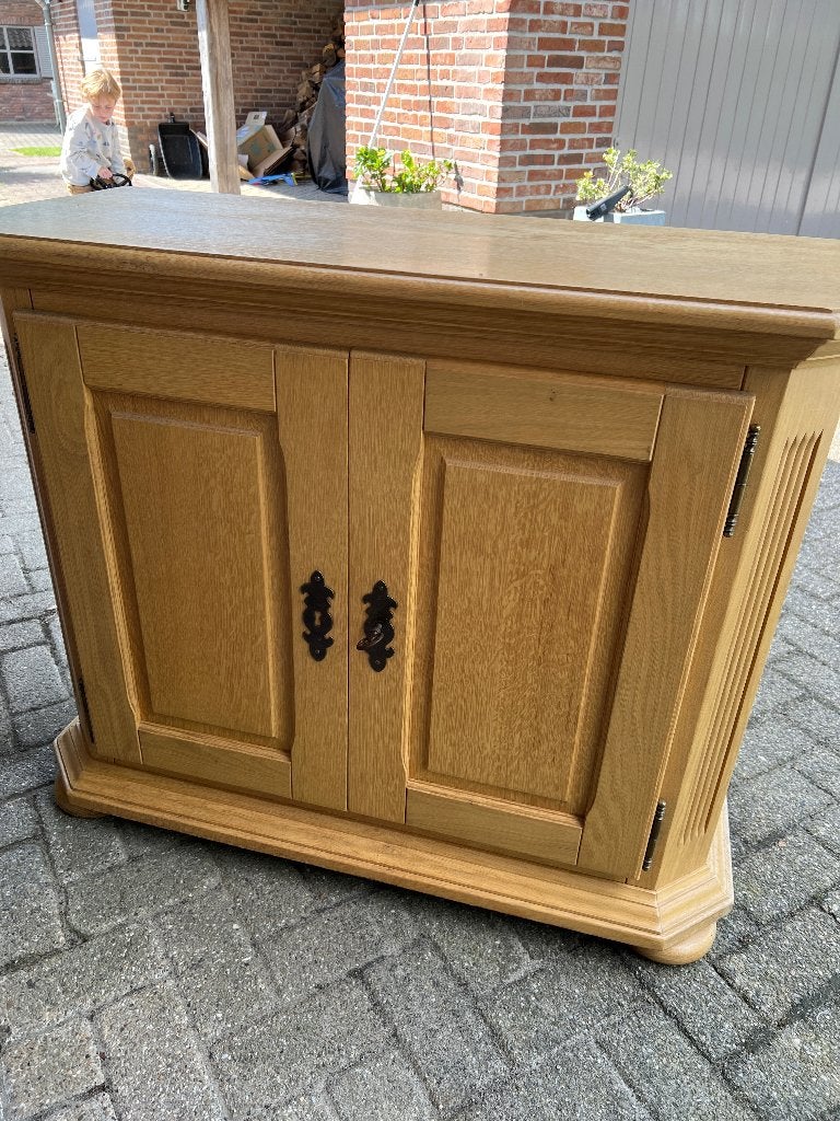 Massief eiken kastje tv kast dressoir, Ophalen, Minder dan 50 cm, Eikenhout, Zo goed als nieuw