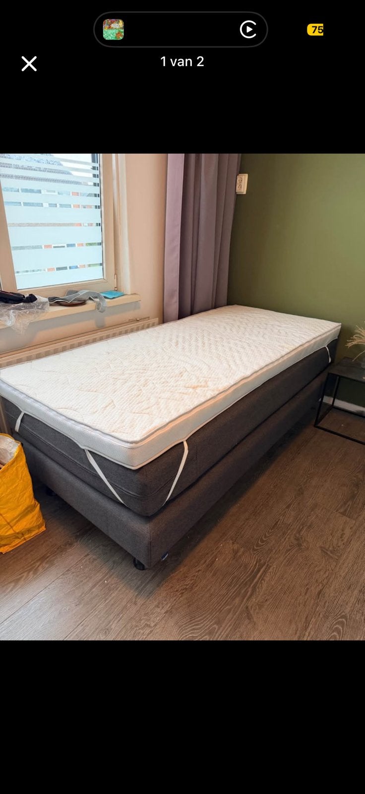 Pullman boxspring incl matras, Ophalen, Gebruikt, Eenpersoons, 90 cm
