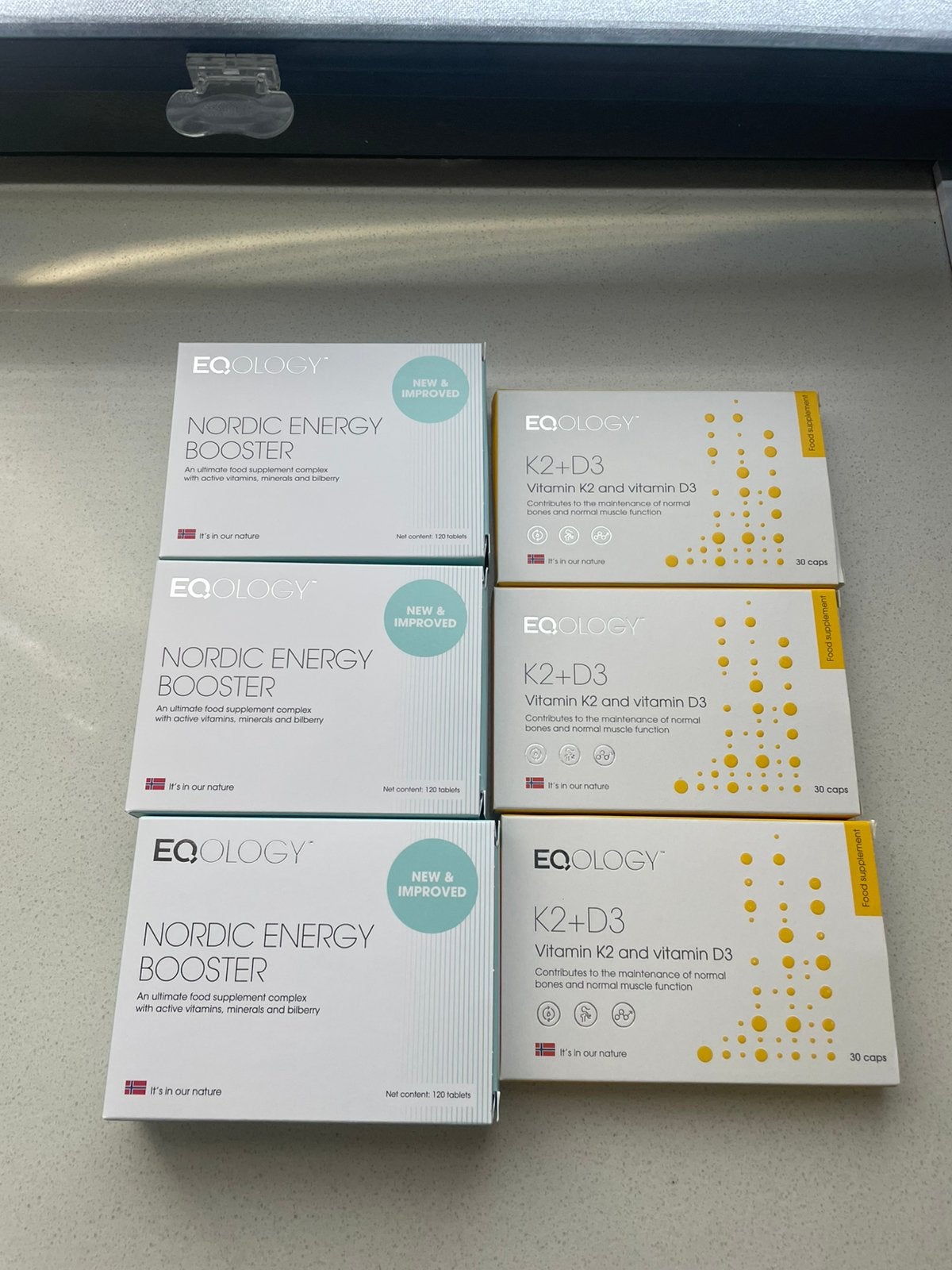 Eqology 3x Energybooster + 3x vitamine k2/d3, Verzenden, Zo goed als nieuw, Overige typen
