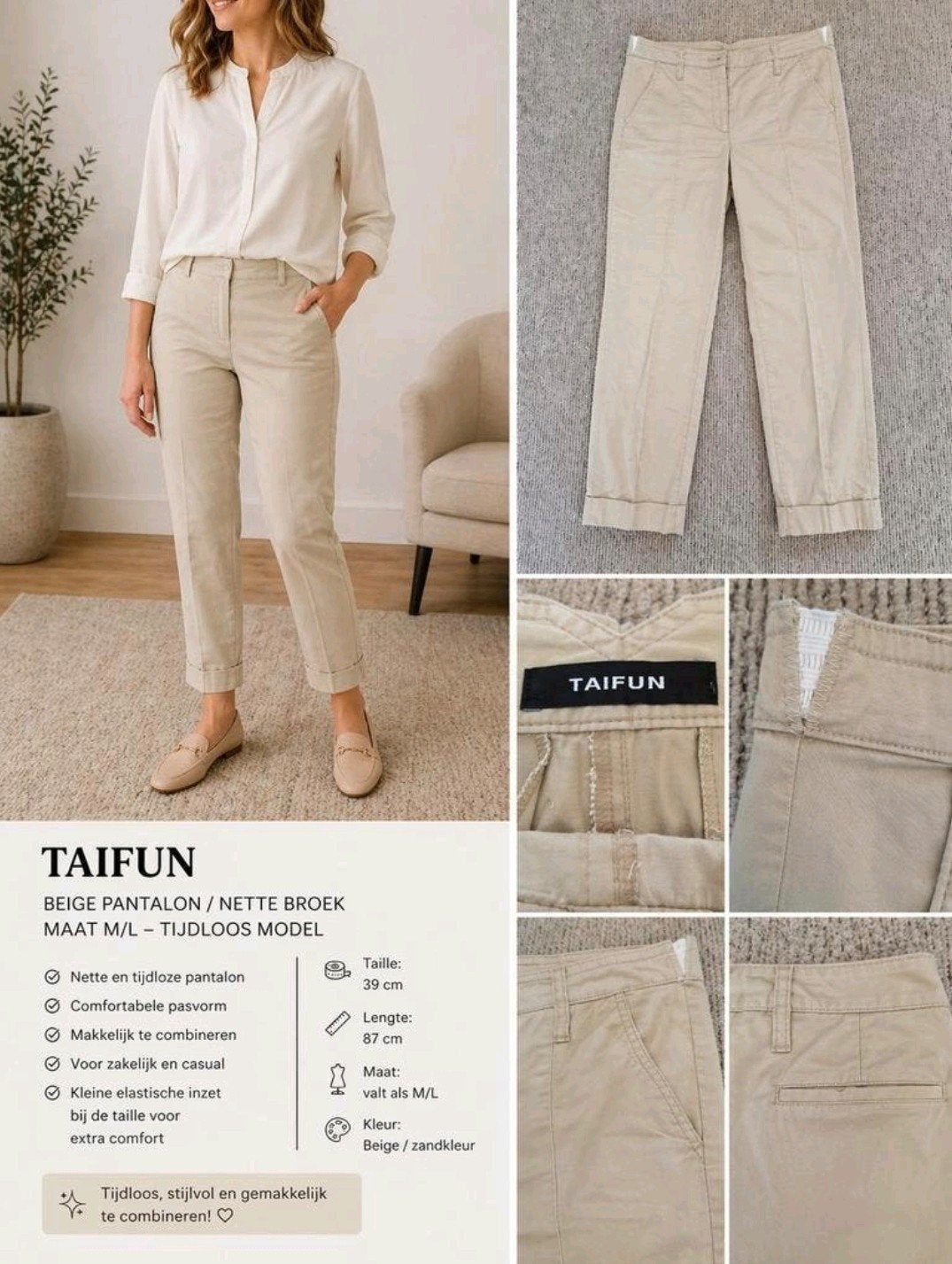 Taifun pantalon maat M, Maat 38/40 (M), Beige, Ophalen of Verzenden, Zo goed als nieuw