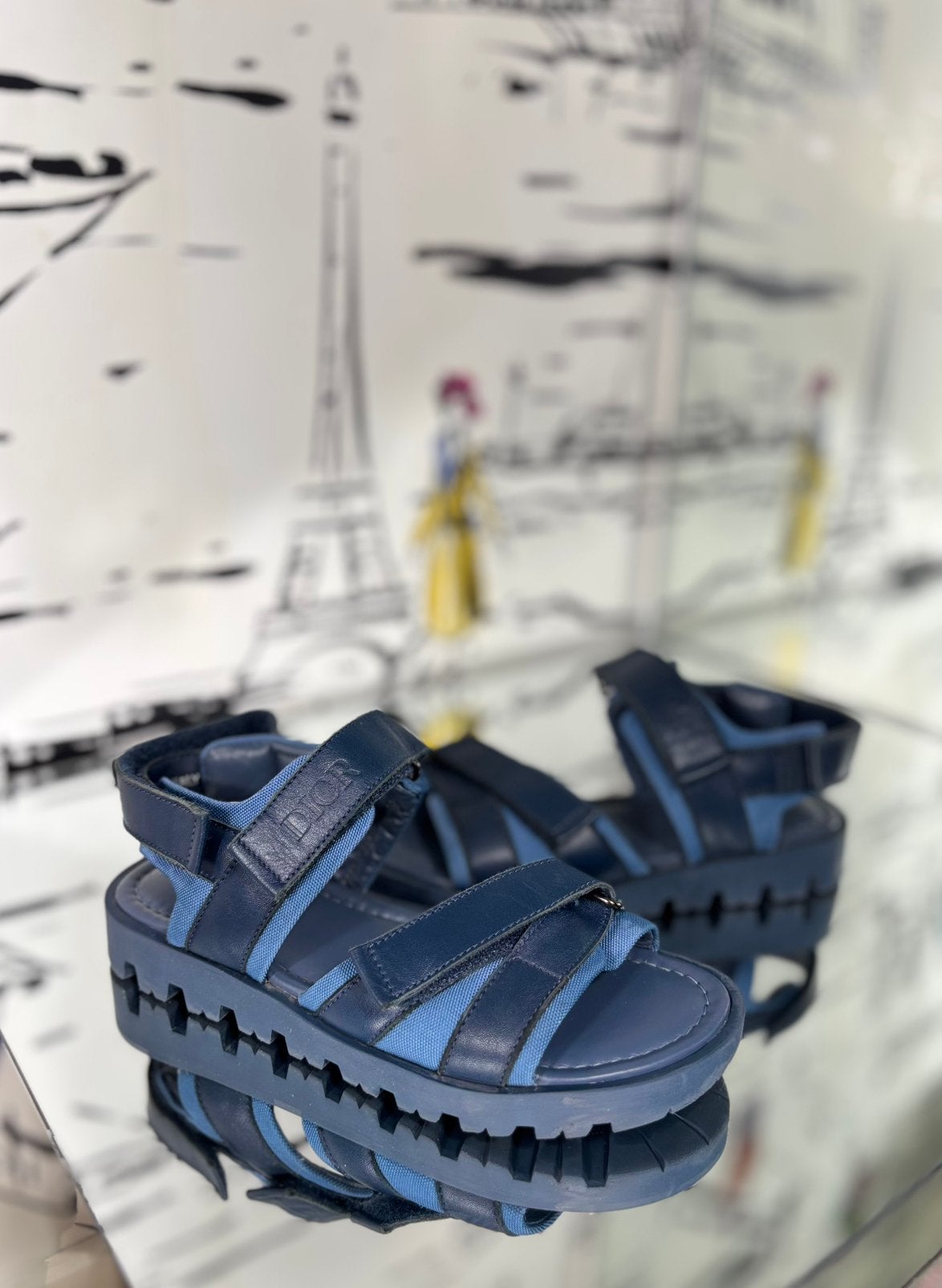 Dior navy lederen sandalen schoenen maat 33 (500 euro), Dior, Verzenden, Jongen of Meisje, Schoenen
