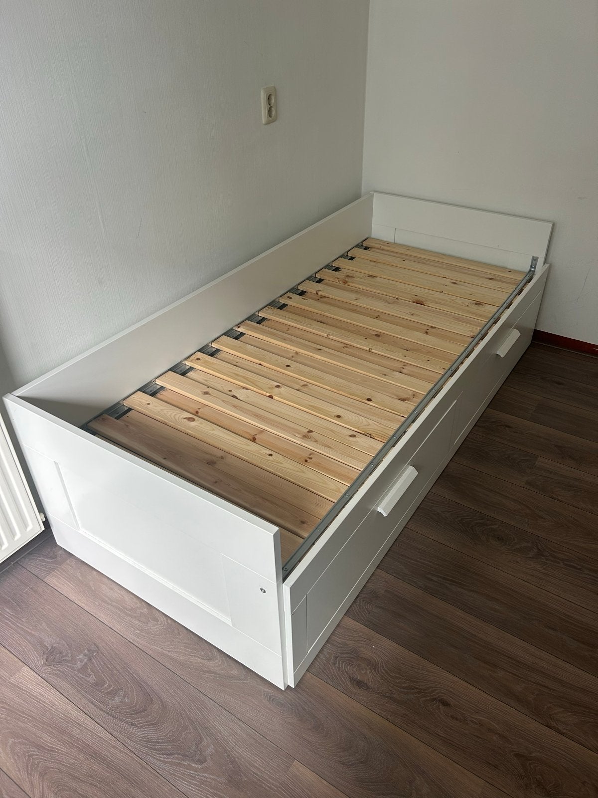 IKEA Brimnes Bedbank met 2 lades - Wit, Ophalen, Eenpersoons, Wit, 80 cm