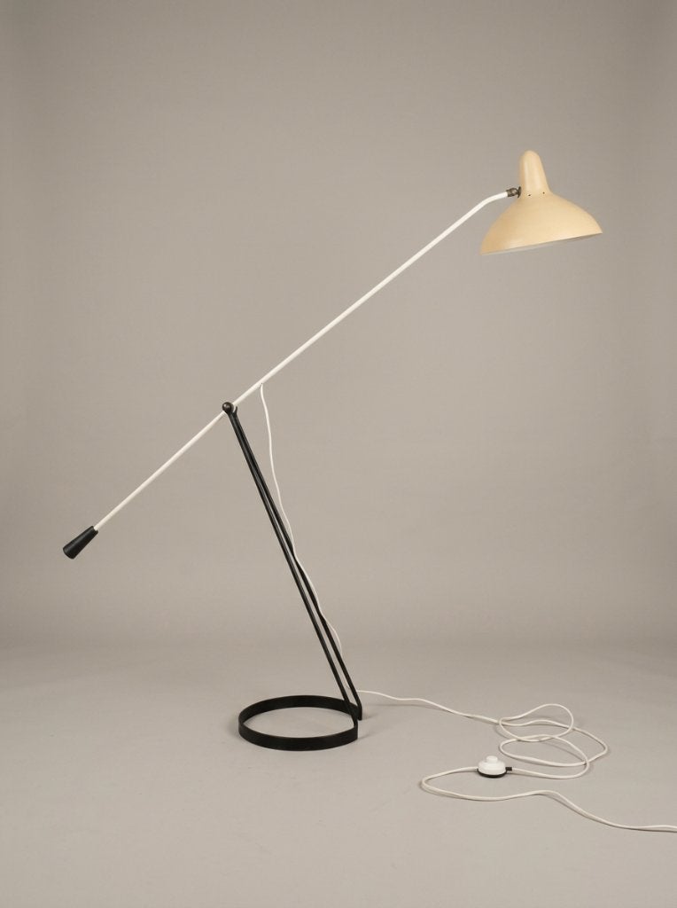 Tivoli Vloerlamp, Floris Fiedeldij, Artimeta gele kap, 1950s, Ophalen of Verzenden, Gebruikt, Metaal, 150 tot 200 cm