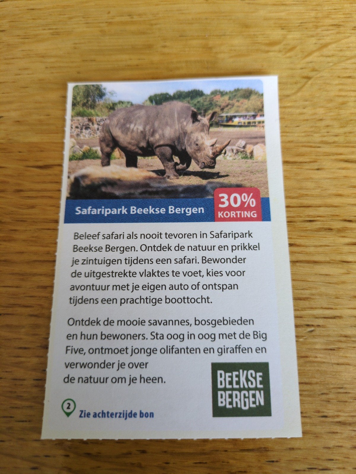 Kortingsbon voor Safaripark Beekse Bergen, 30 % korting, Drie personen of meer, Kortingskaart