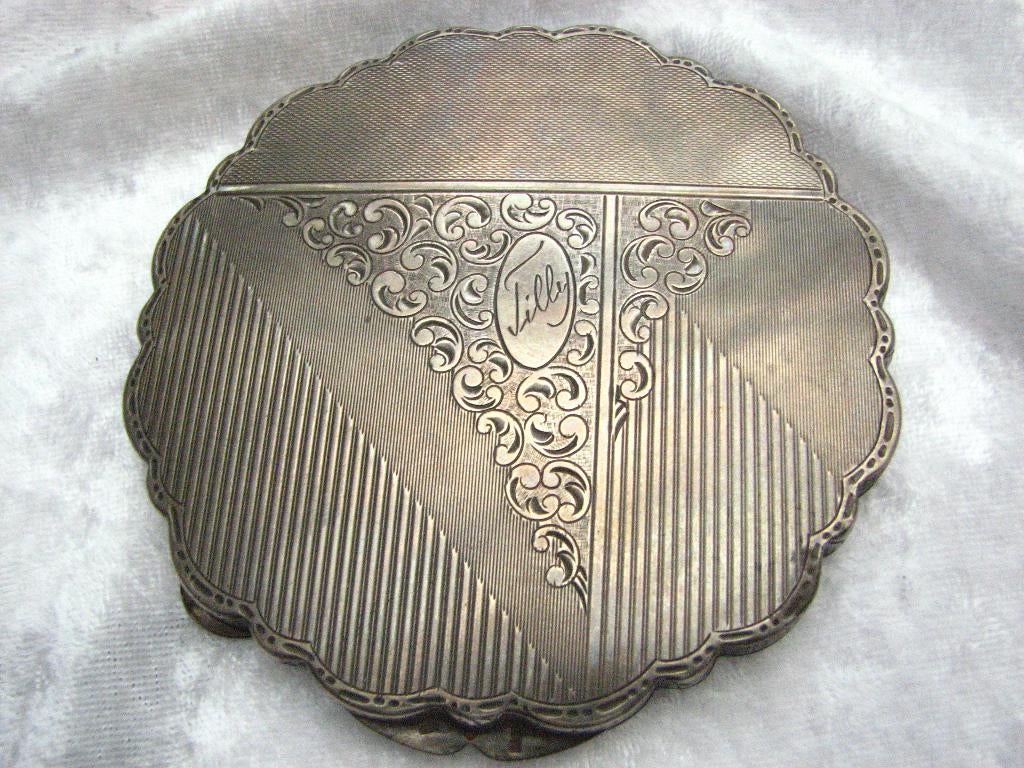 Mooie Grote Zware Antieke Zilveren Poederdoos - Tillij, Antiek en Kunst, Antiek | Goud en Zilver, Verzenden, Zilver