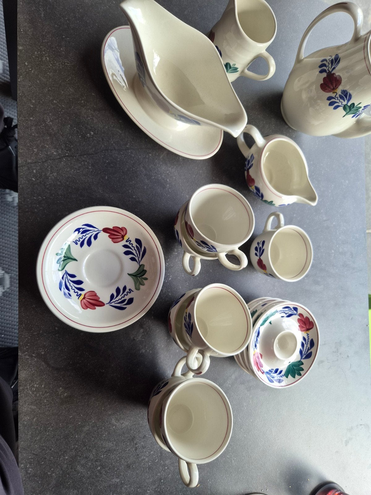 Delfts Blauw Servies - Koffie/Theeservies met Bloemen, Ophalen of Verzenden, Porselein, Overige stijlen, Kop(pen) en/of Schotel(s)