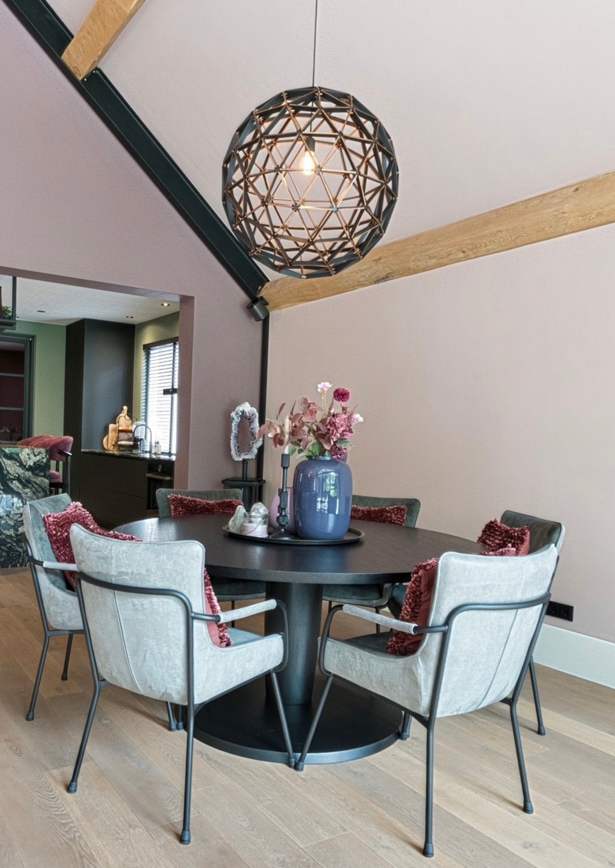 Binthout bollenlamp (d: 75cm), Ophalen, Zo goed als nieuw, Hout, GU10
