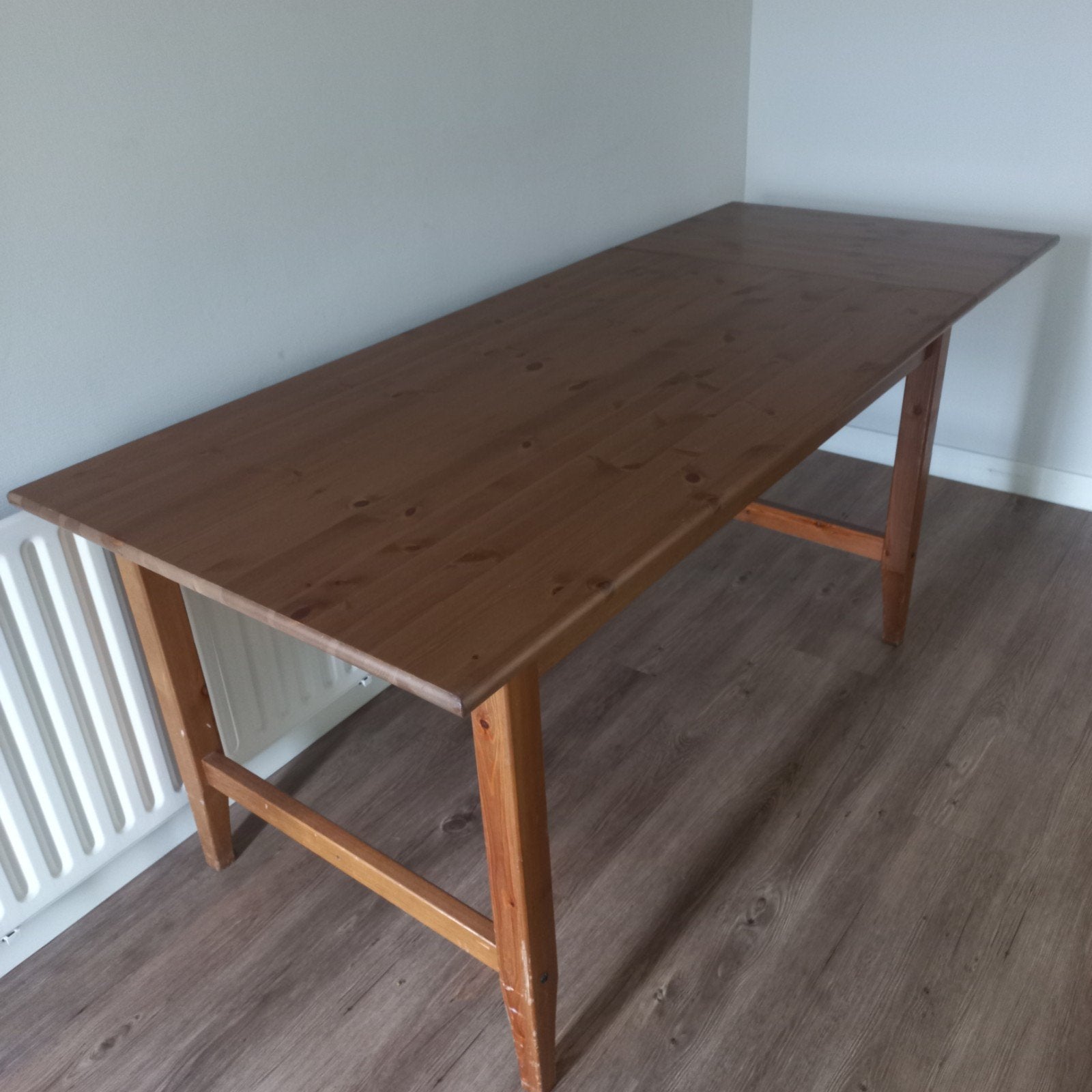 Uitklapbare eettafel massief gelakt hout, Ophalen, Gebruikt, Klassiek, functioneel, 50 tot 100 cm