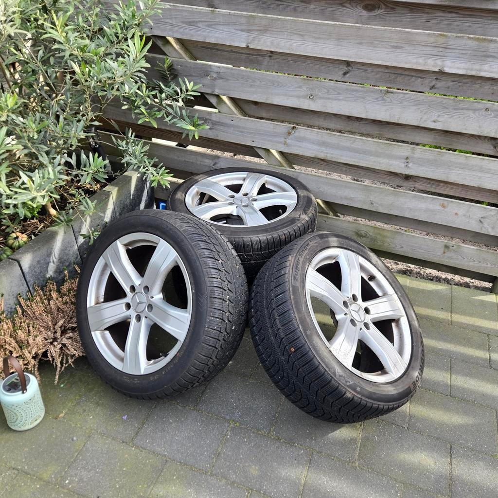 18 inch Mercedes S W221 velgen met winterbanden €185,-, 18 inch, Gebruikt, 255 mm, Banden en Velgen