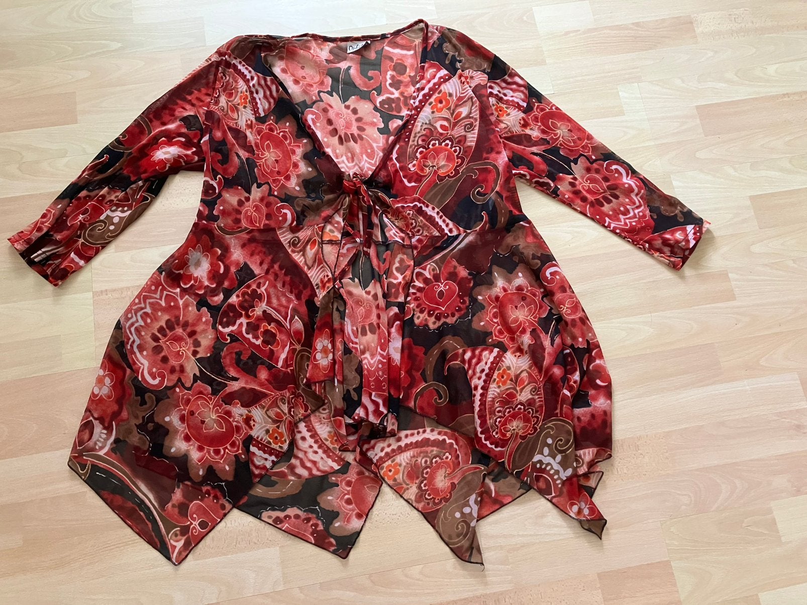 Ophilia lange blouse met punten rood met print XL zgan, Ophalen of Verzenden, Zo goed als nieuw, Rood, Blouse of Tuniek