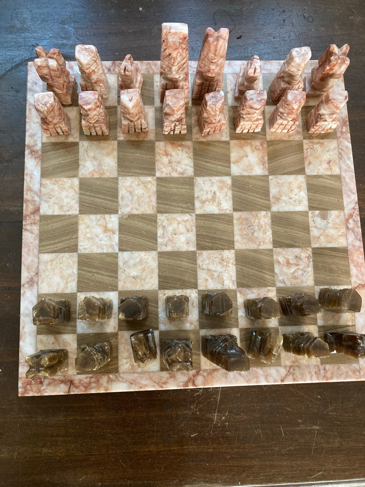Prachtig marmeren schaakbord met unieke stukken, Een of twee spelers, Ophalen, Gebruikt