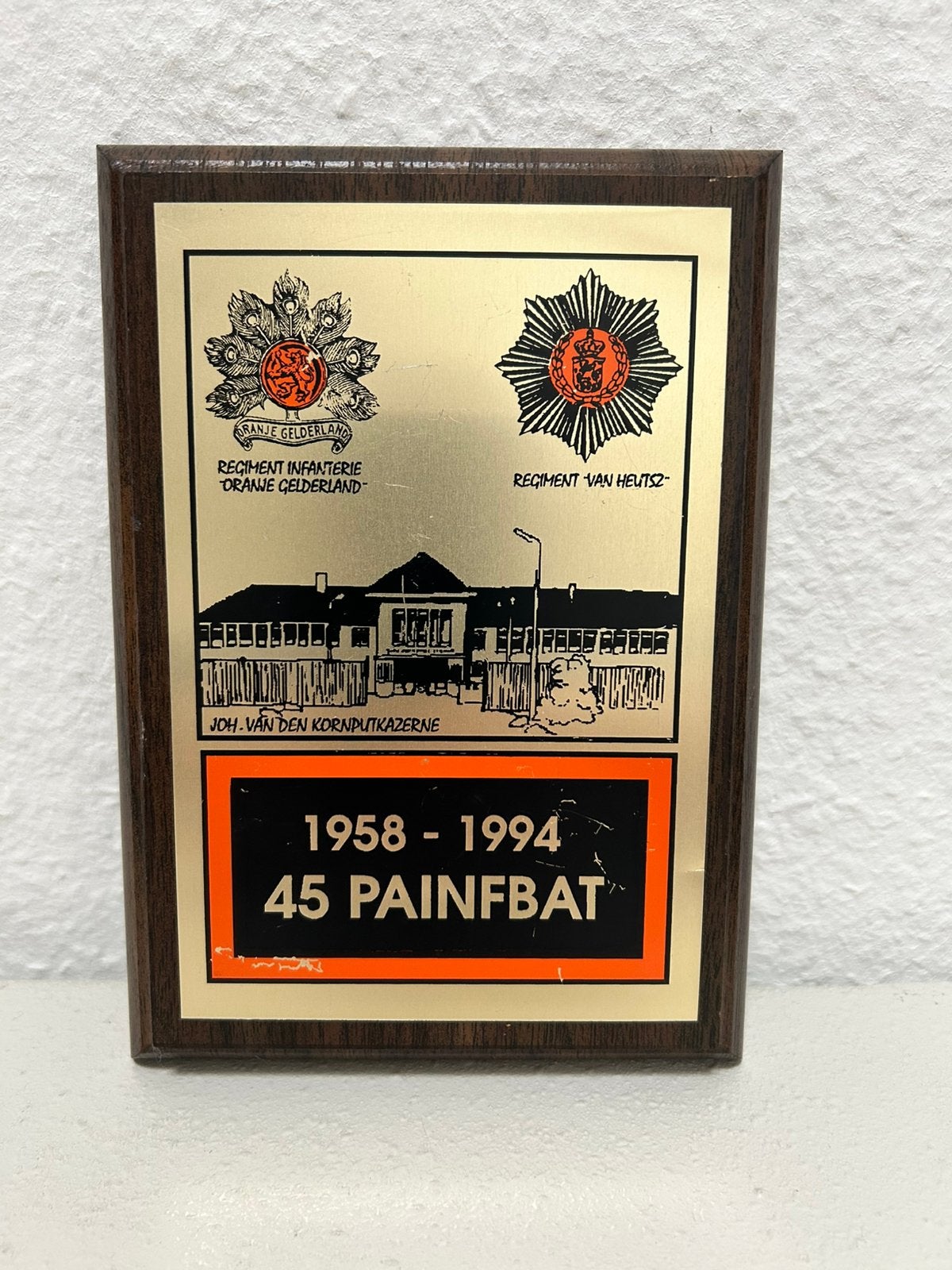 Wapenschild 45 Pantser Infanterie Bataljon, Ophalen of Verzenden, Landmacht, Nederland, Embleem of Badge