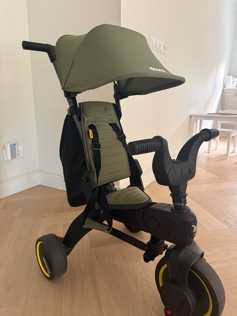 Doona Liki Trike S3 Opvouwbare Driewieler Desert Green, Ophalen, Zo goed als nieuw, Doona, Duwstang